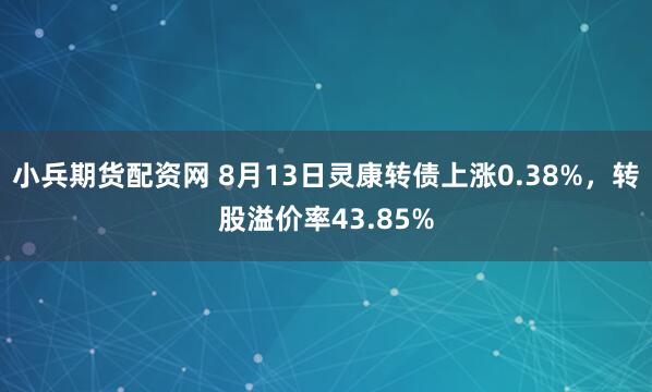 小兵期货配资网 8月13日灵康转债上涨0.38%，转股溢价率43.85%