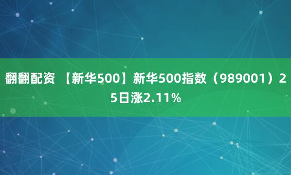 翻翻配资 【新华500】新华500指数（989001）25日涨2.11%