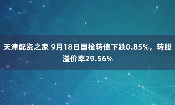 天津配资之家 9月18日国检转债下跌0.85%,转股溢价率29.56%